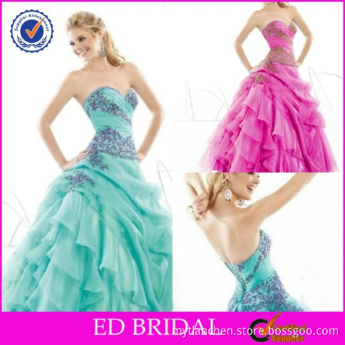 Charming Sweetheart Layered Organza Lace Applique Turquoise Quinceanera Dresses